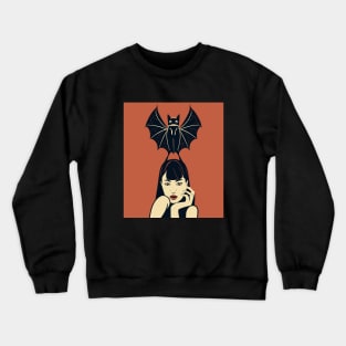 girl with bat on head halloween Crewneck Sweatshirt